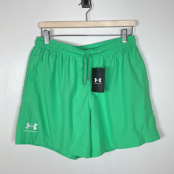 Under Armour Mens Essential Volley Shorts Green Drawstring Lined L - Picture 1 of 11